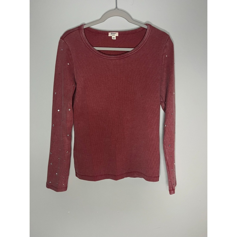 Dylan Red Sequin Long Sleeve Pullover Sweater Round Neck Women's Size Medium